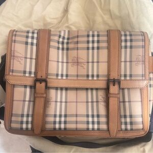 Burberry Beige and Brown Plaid Messenger Bag